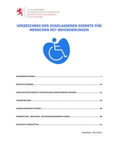 Verzeichnis der zugelassenen Einrichtungen für Menschen mit einer Behinderung