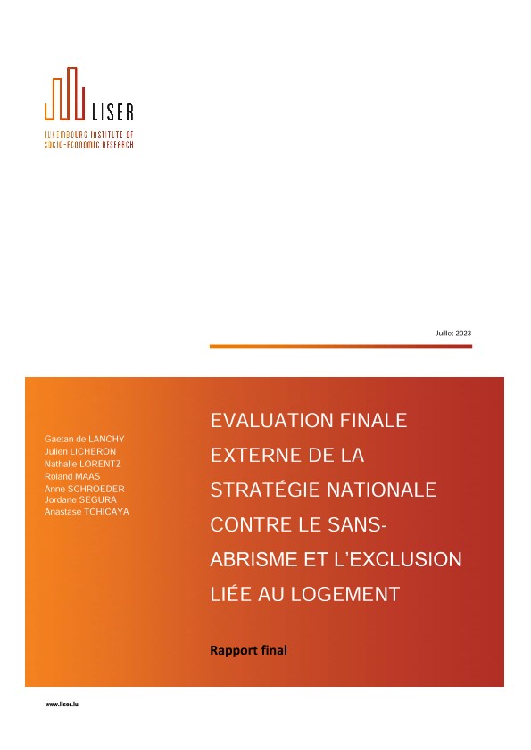 EVALUATION FINALE EXTERNE DE LA STRATÉGIE NATIONALE CONTRE LE SANS-ABRISME ET L’EXCLUSION LIÉE AU LOGEMENT
