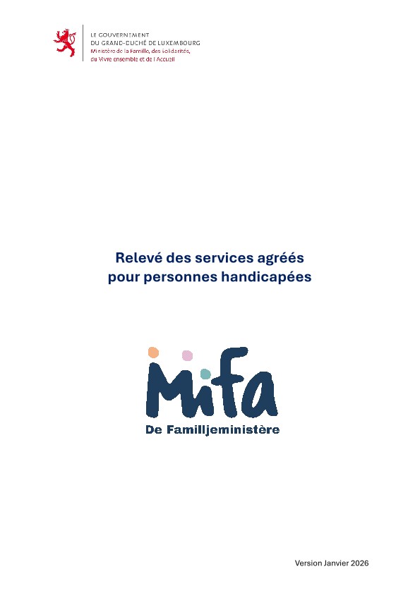 Relevé des services agréés pour personnes handicapées- Version janvier 2026