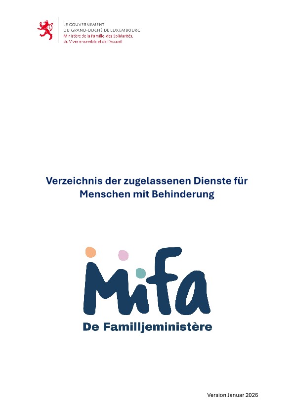 Verzeichnis der zugelassenen Dienste für Menschen mit Behinderung