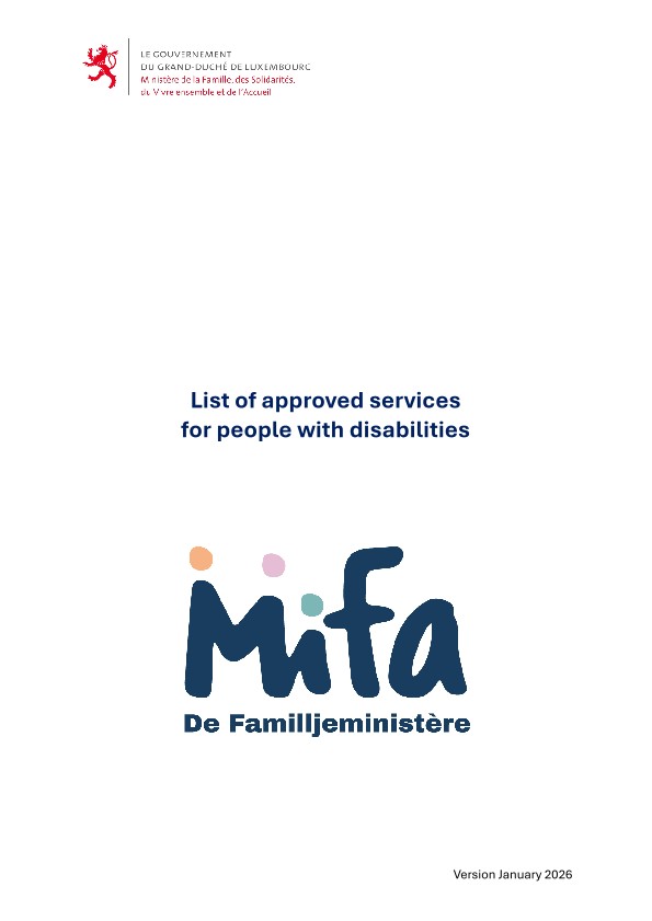 List of approved services for people with disabilities