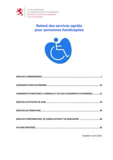 Relevé des services agréés pour personnes handicapées