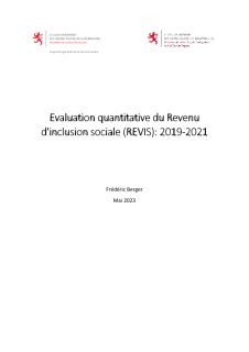 Evaluation quantitative du Revenu  d'inclusion sociale (REVIS): 2019-2021 