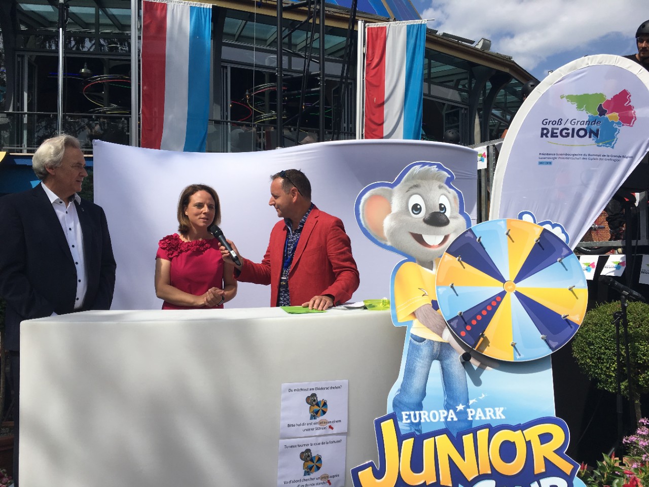 (de g. à dr.) Jürgen Mack, membre de la famille propriétaire d'Europa-Park; Corinne Cahen, ministre à la Grande Région; Christian Schmit, modérateur